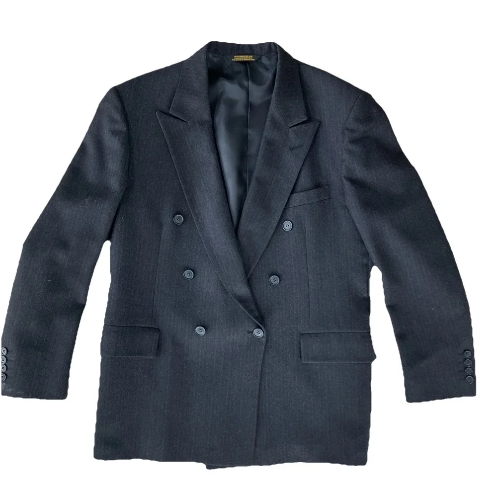 Embassy Square Richman Brothers Suit Blazer Sz 42 Men 100% Wool Navy Made in USA